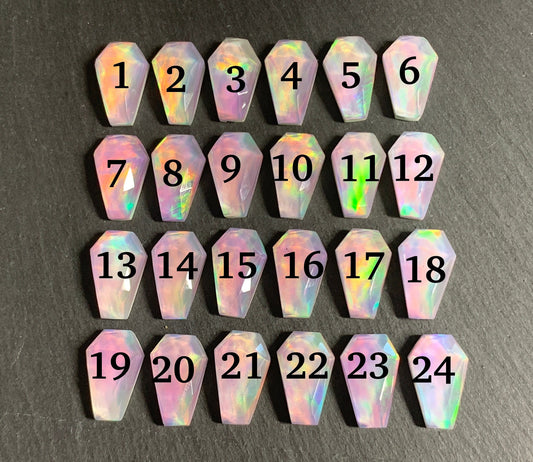 Faceted Aurora Opal coffin 10x16mm cabochon - Doublet cabochons