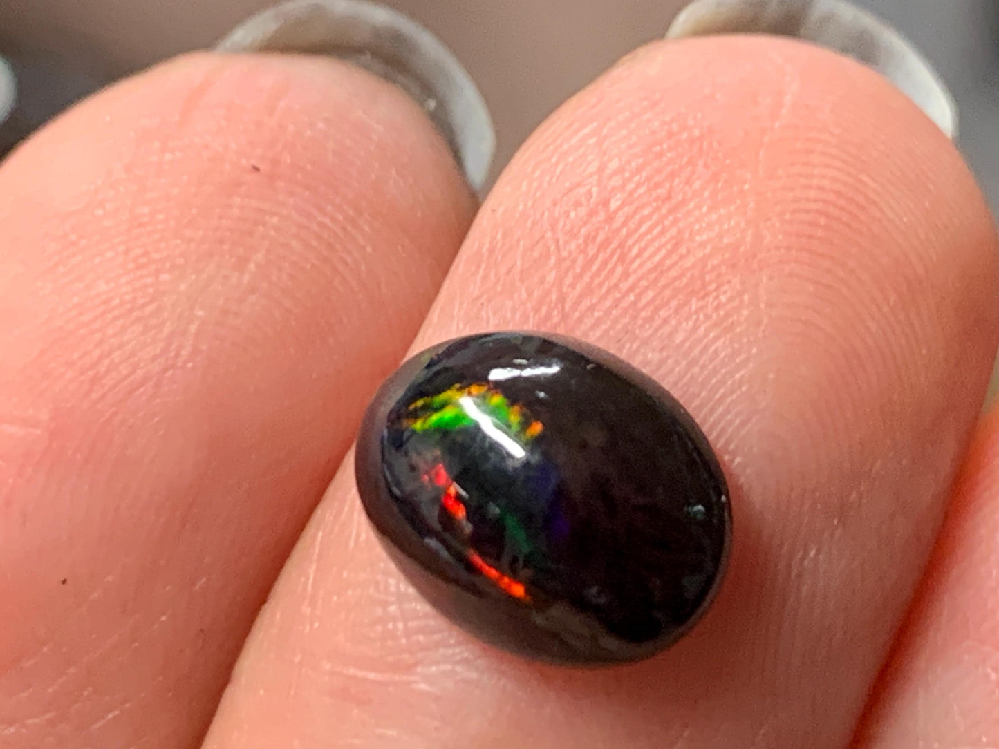 Natural Ethiopian Black Opal 8x10x4mm cabochon