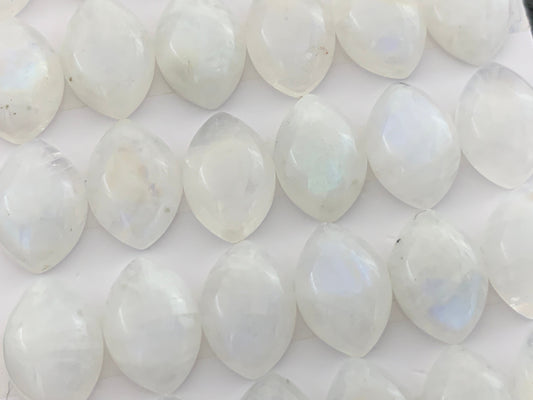 Natural Rainbow Moonstone Cabochon: Calibrated Marquise 10x14mm