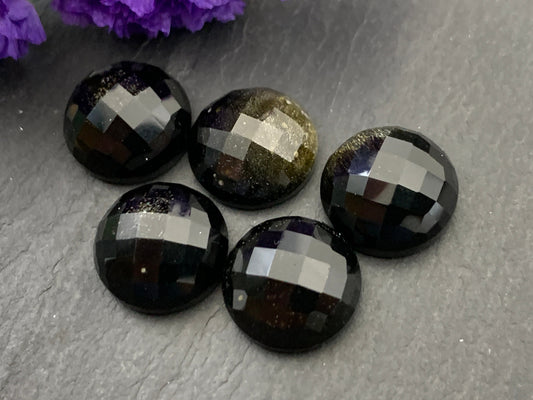 Faceted Gold Obsidian round 12mm cabochon - Calibrated cabochons