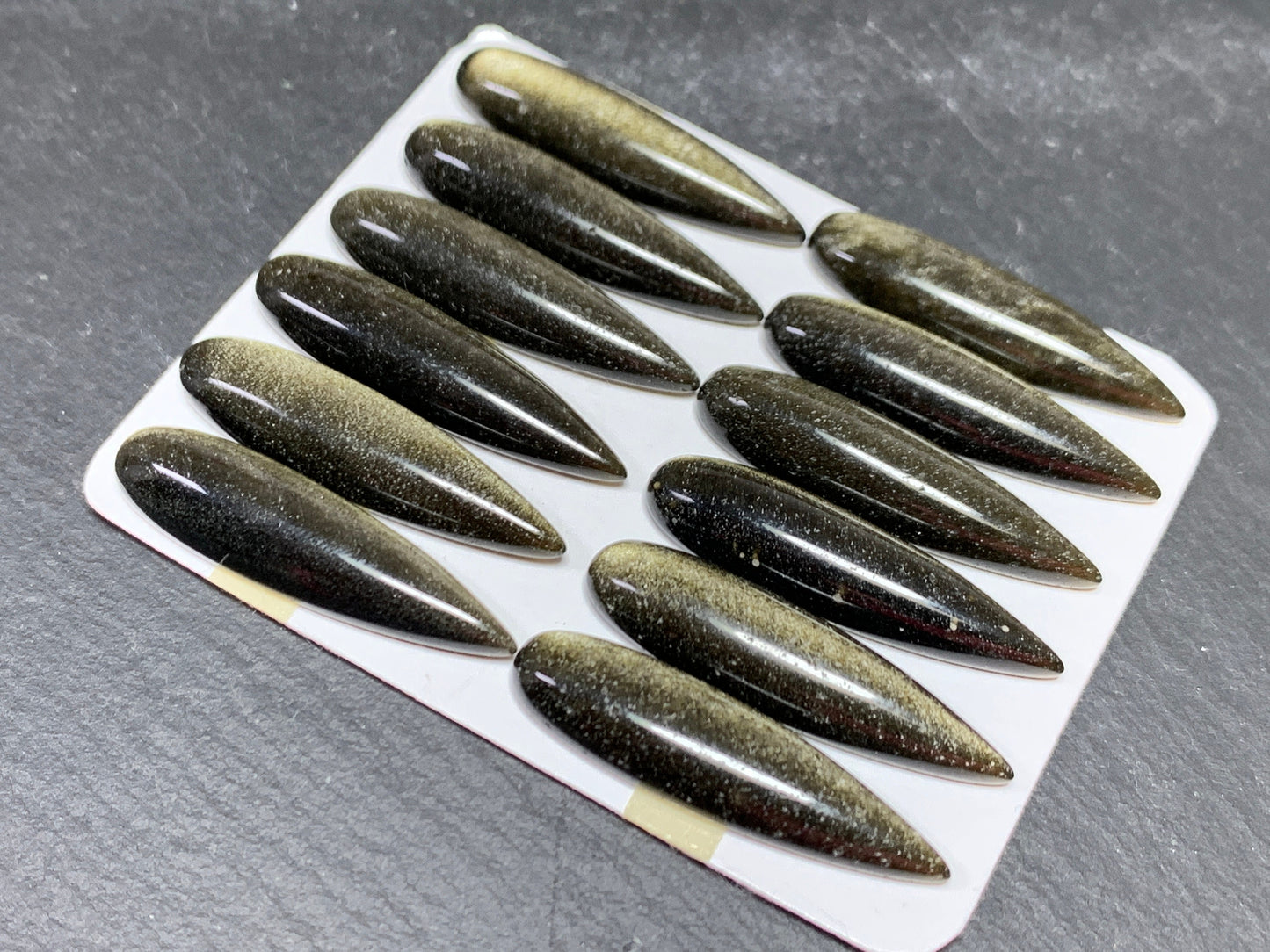 Gold Obsidian pear 8x30mm Cabochon - Calibrated cabochons