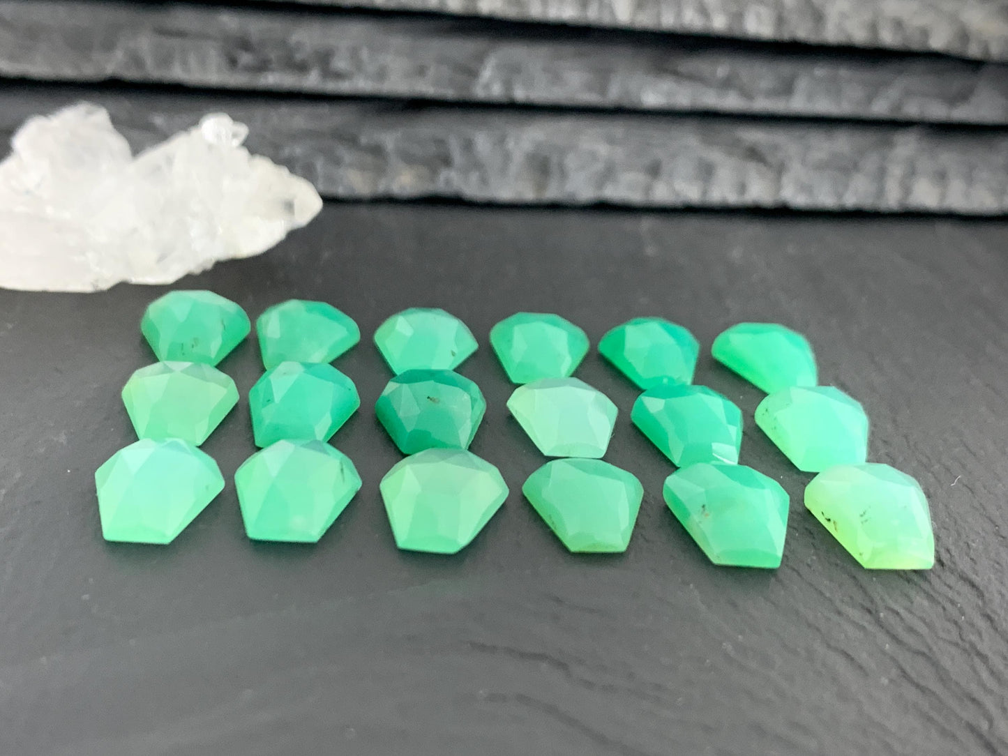 Faceted Chrysoprase Coffin 9x12mm cabochon - Select your cabochon
