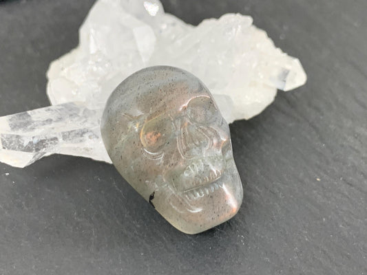 Labradorite Skull Cabochon 14x21mm Flat Back Carving Gemstone