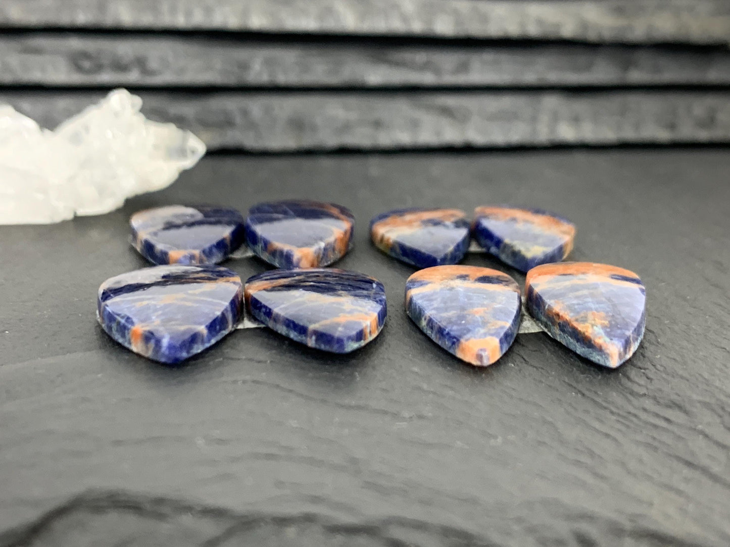 Natural Sodalite pair 23-25mm long cabochon