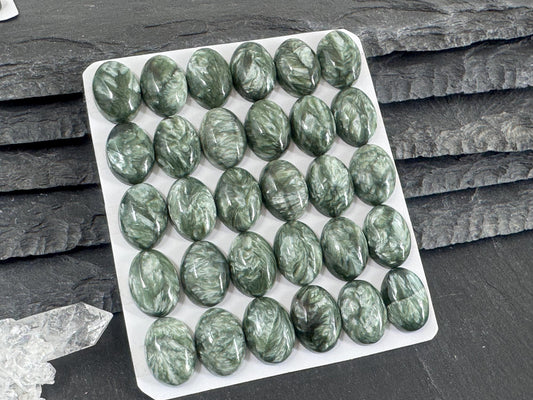Seraphinite oval 10x14mm cabochon - Calibrated cabochons