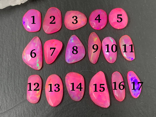 Faceted pink Ethiopian Opal 12-17mm cabochon - free form
