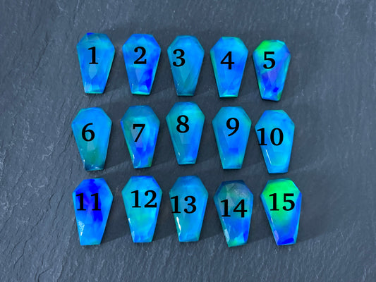 Faceted Aurora Opal coffin 10x16mm cabochon - Doublet cabochons