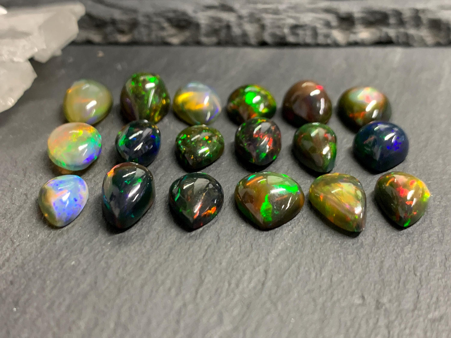 Natural Ethiopian Black Opal 11-14mm long cabochon/ Select your cabochon