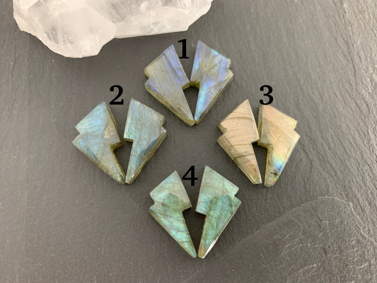 Labradorite lightning bolt pair 12x19mm cabochon