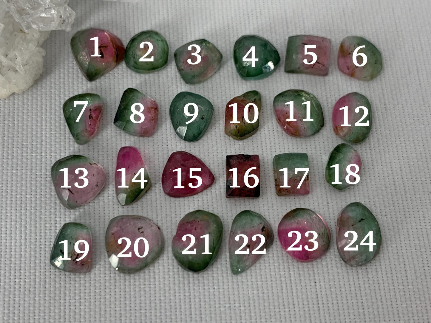 Faceted Watermelon Tourmaline 5-8mm long cabochon- Second quality cabochons