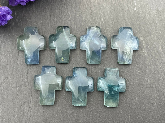 Green Fluorite cross 12x16mm cabochon - Calibrated cabochons