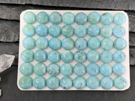 Larimar round 8mm cabochon - Calibrated cabochons
