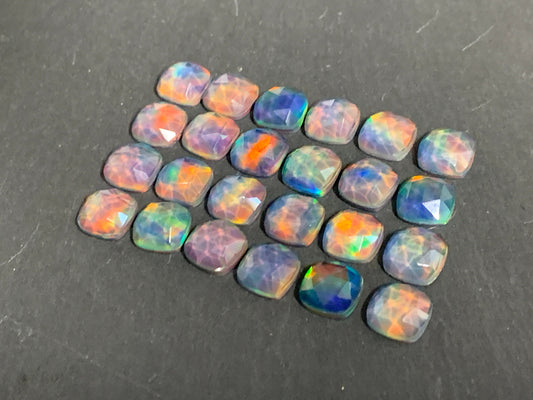 Faceted Aurora Opal square 10mm cabochon - Doublet cabochons