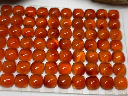 Carnelian square cushion 6mm cabochon - Calibrated cabochons