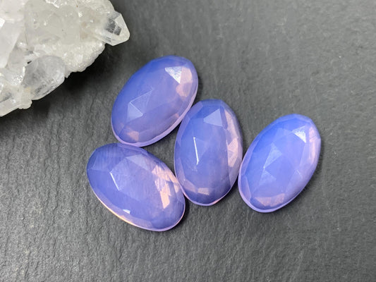 Faceted Lavender Quartz oval 10x16mm cabochon - Lab created