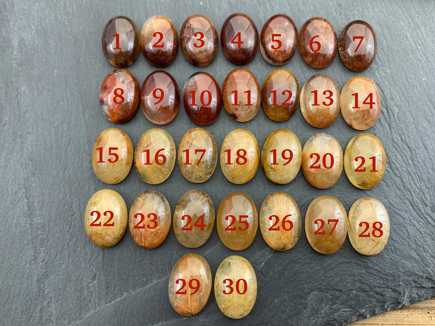 Rutilated quartz oval 13x18mm cabochon - Calibrated cabochons