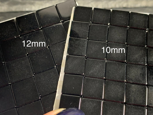 Flat Black Spinel square 10, 12mm cabochon - Calibrated cabochons