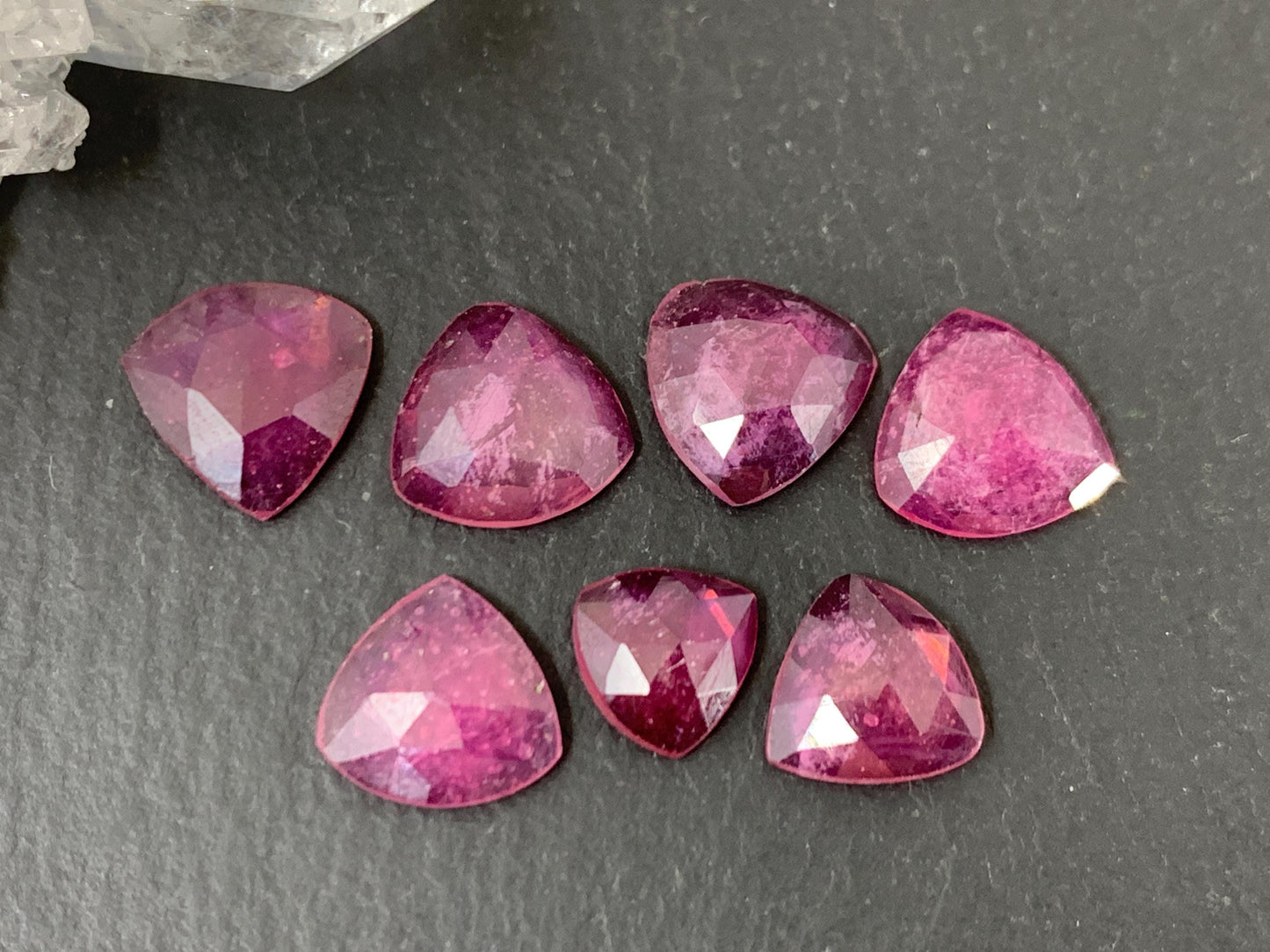 Faceted Thailand pink Sapphire triangle 7-10mm mm cabochon.