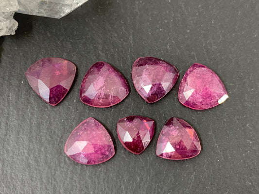 Faceted Thailand pink Sapphire triangle 7-10mm mm cabochon.
