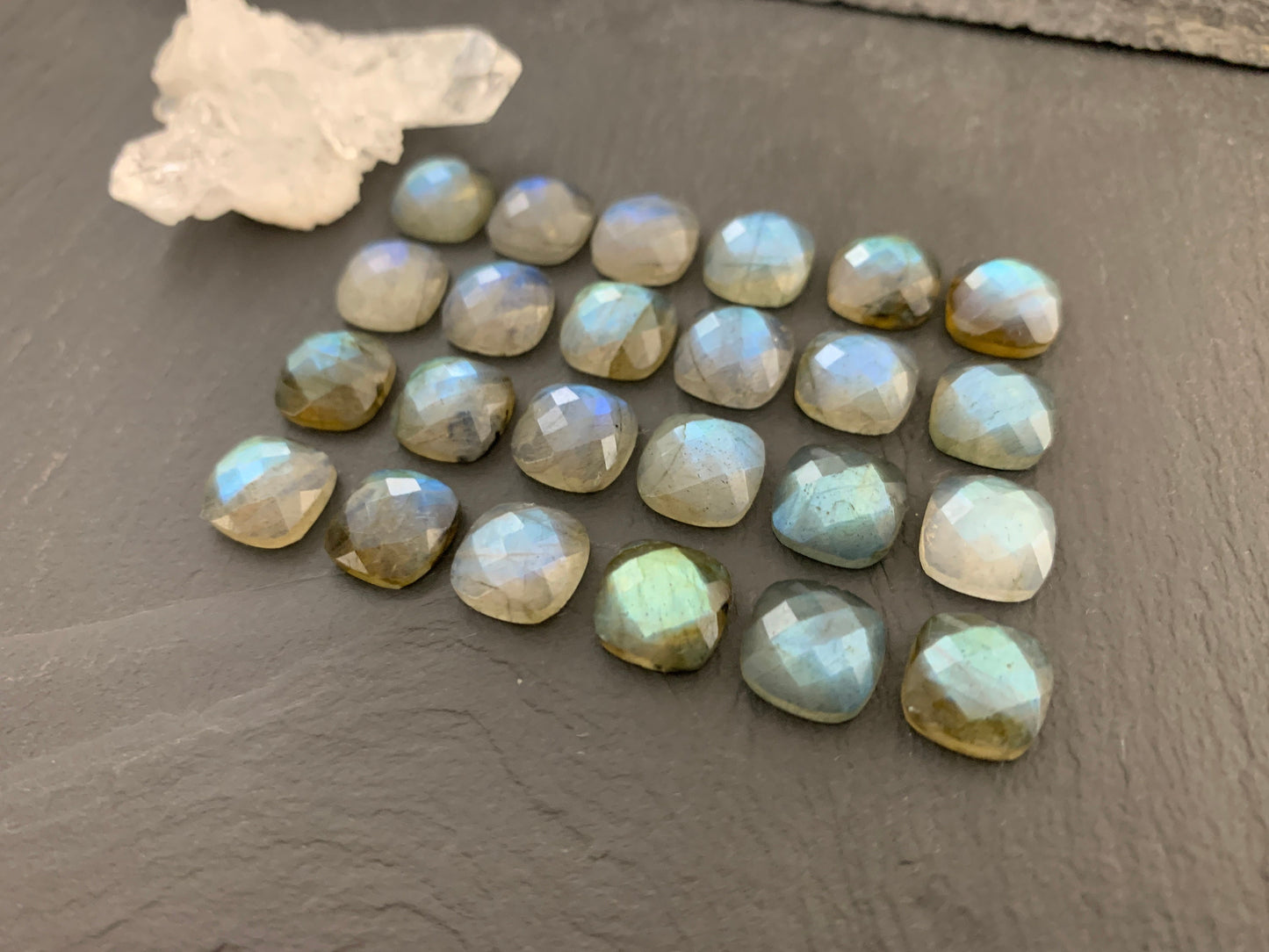 Faceted Labradorite square 10mm cabochon