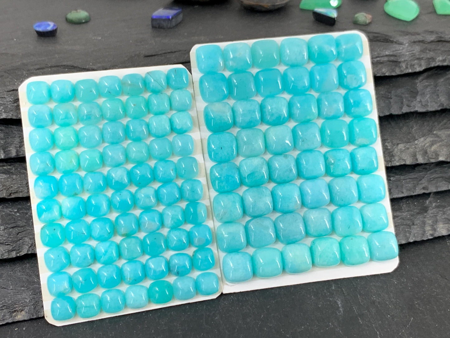 Amazonite square 6mm, 8mm cabochon - Calibrated cabochons