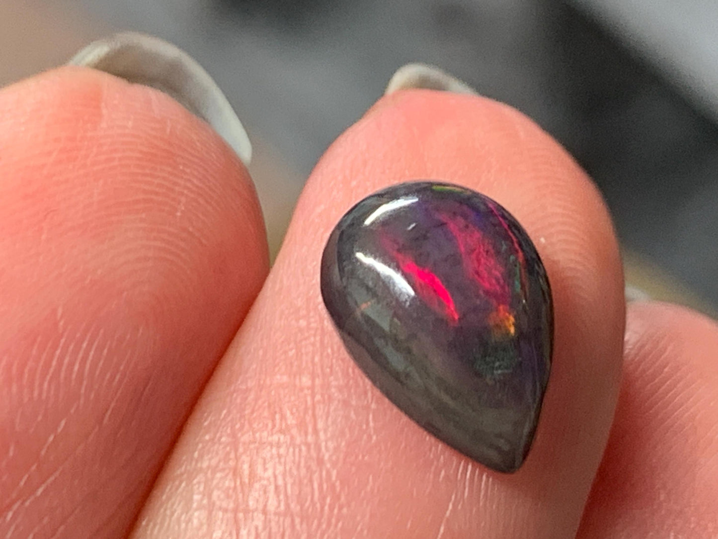 Natural Ethiopian Black Opal 7x11x4mm cabochon