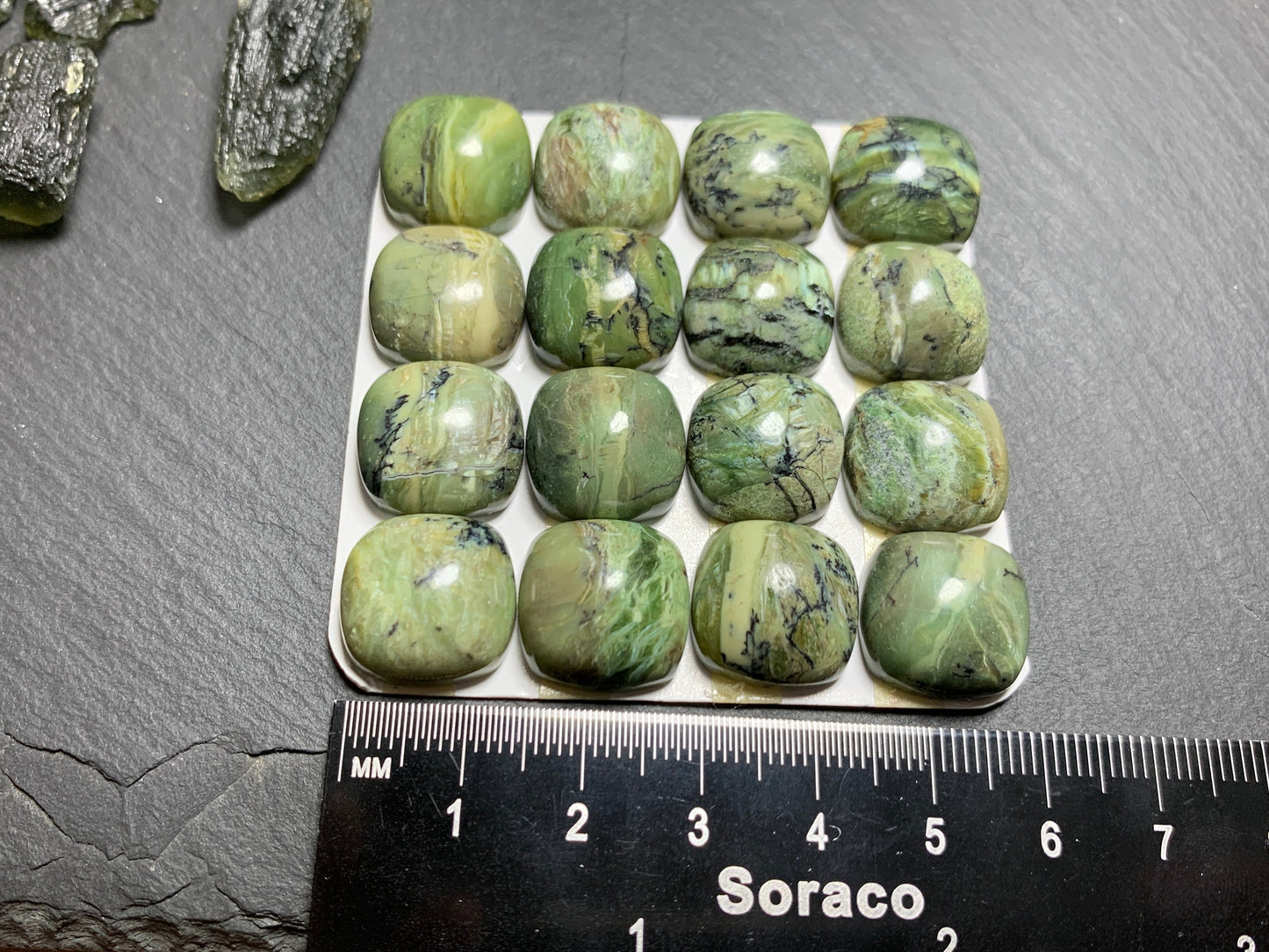 Green Opal Square 15x15mm Cabochon - Calibrated cabochons
