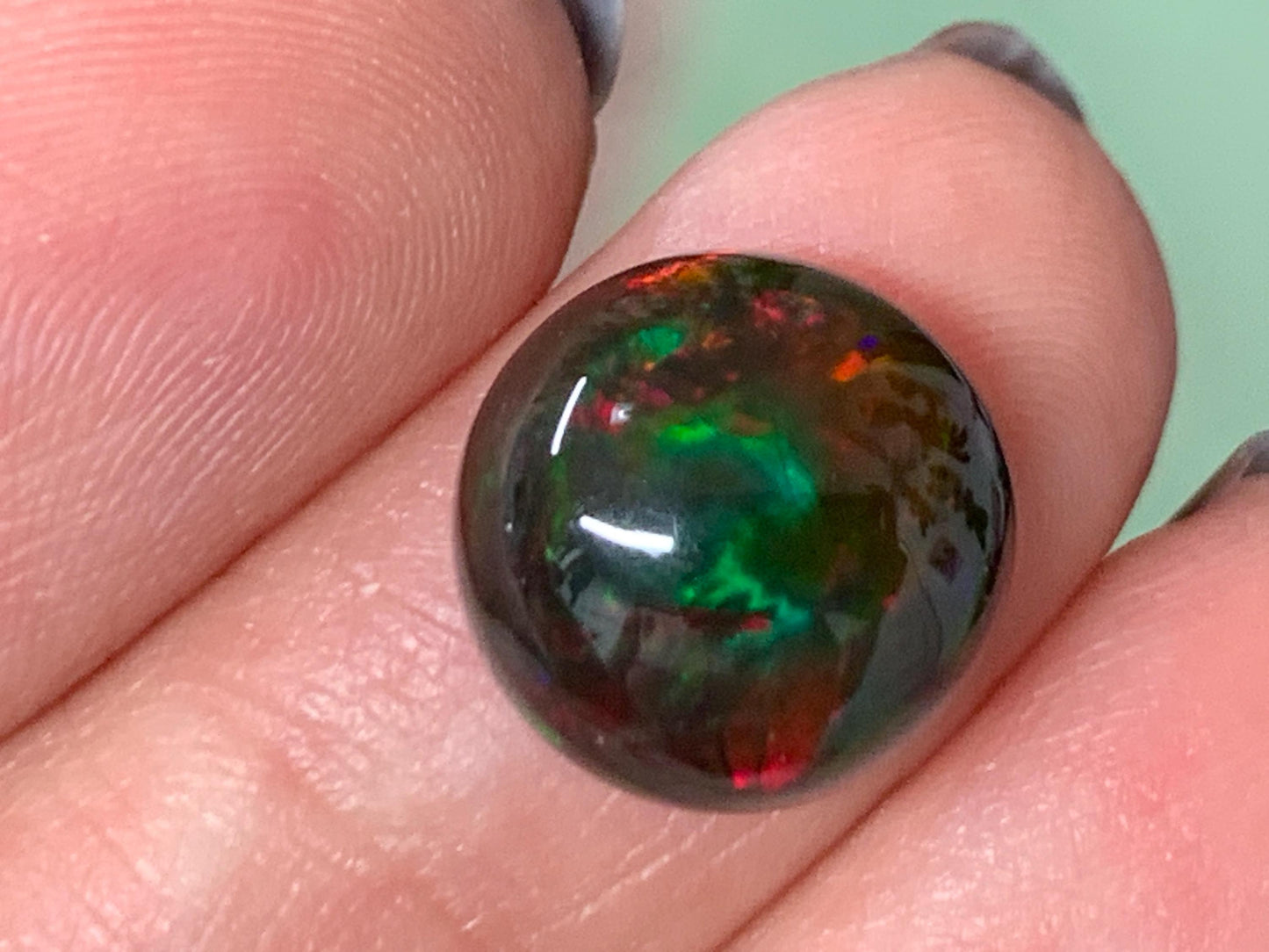 Natural Ethiopian Black Opal 12x5mm cabochon