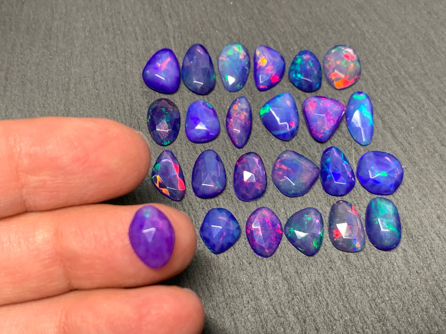Faceted Purple Ethiopian Opal 10-11mm cabochon