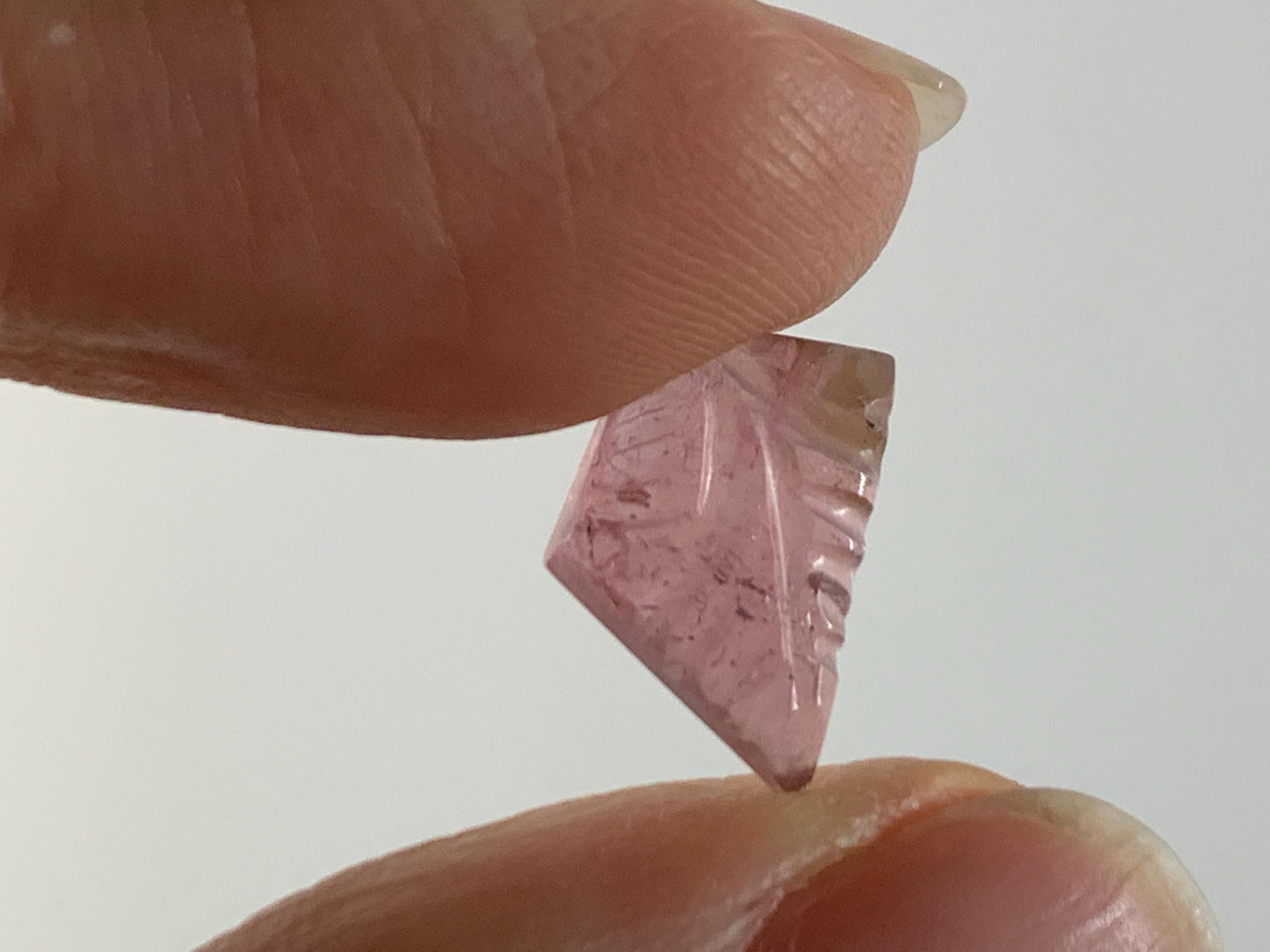 Carved Tourmaline 10x12x4mm cabochon