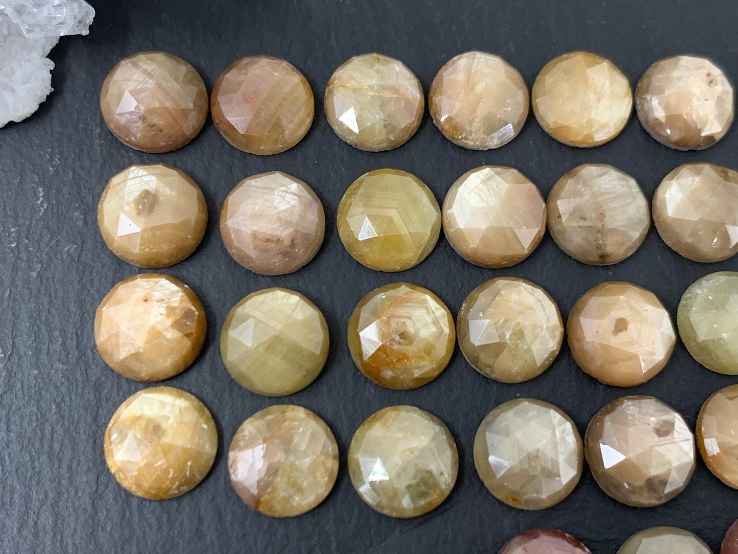 Discounted  Faceted Yellow Sapphire round 10mm cabochon