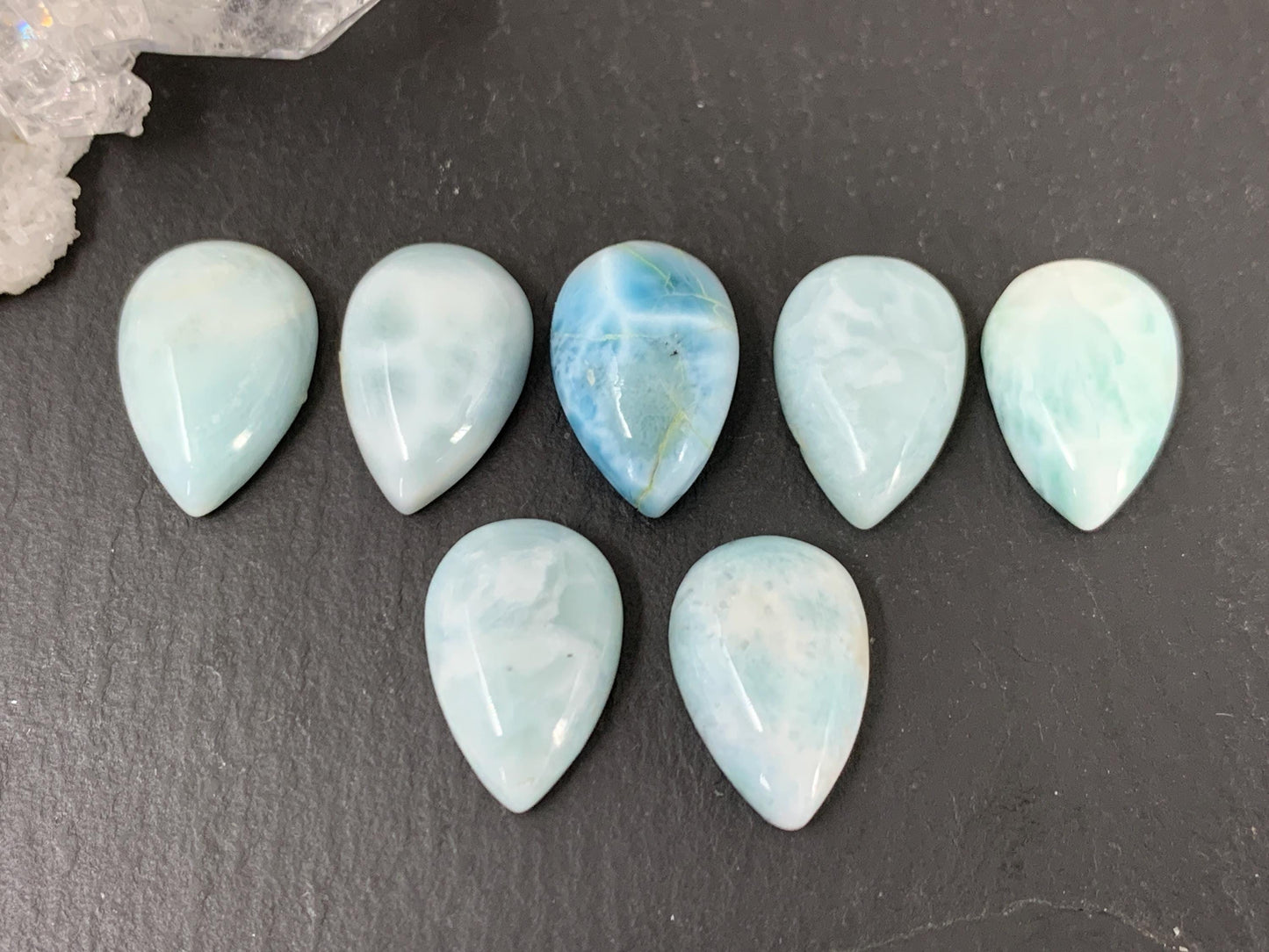 Larimar pear 10x15mm cabochon - Calibrated cabochons