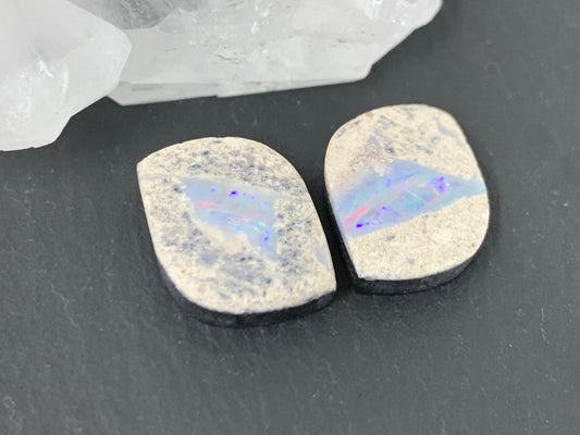 Australian Opal doublet 14x17x3.5mm pair of cabochons