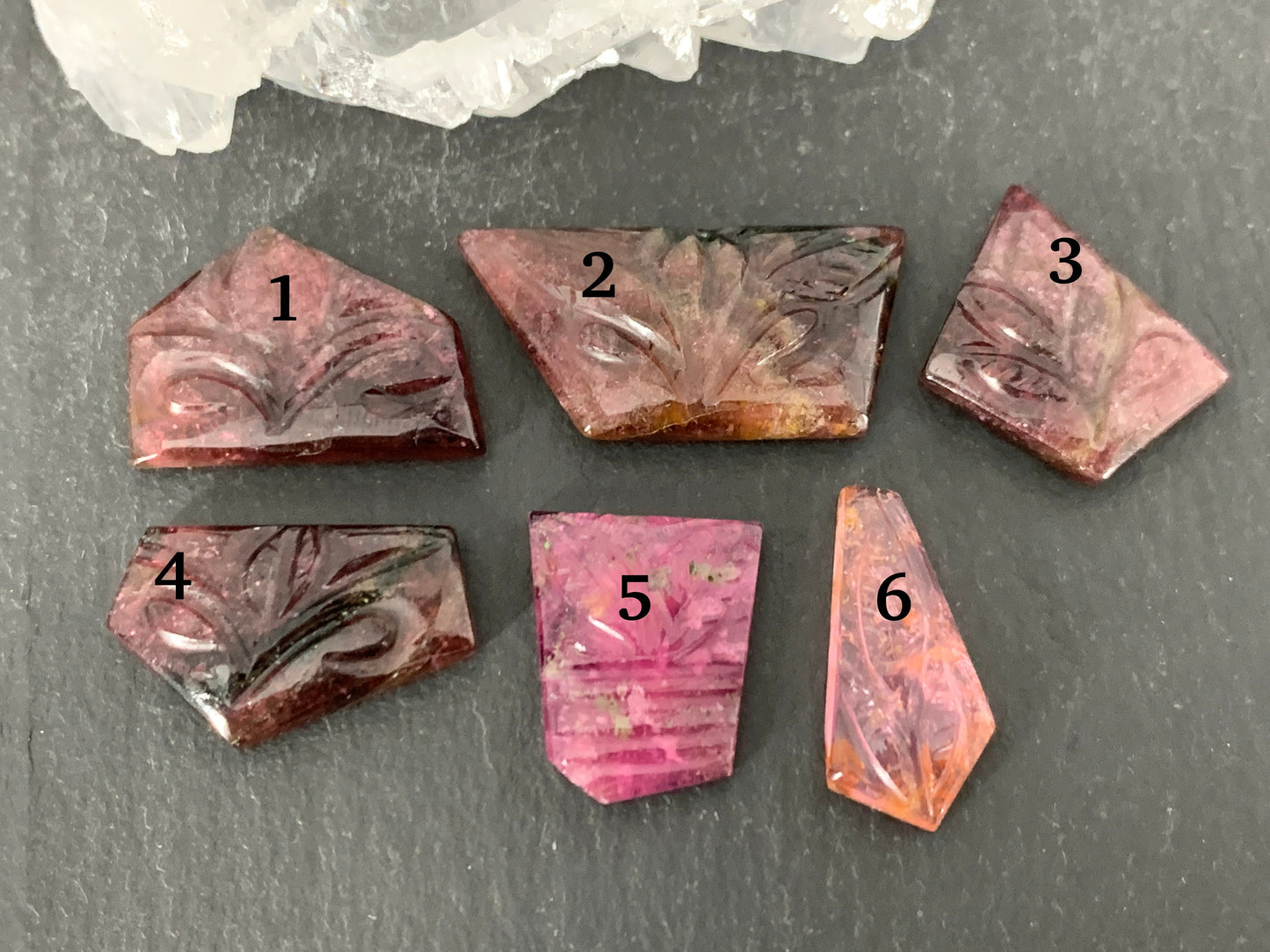 Carved Tourmaline free form 14-26mm long cabochon