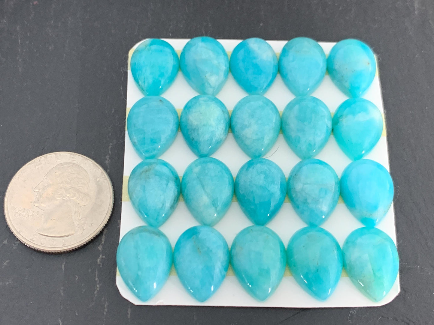 Amazonite pear 12x16mm cabochon - Calibrated cabochons