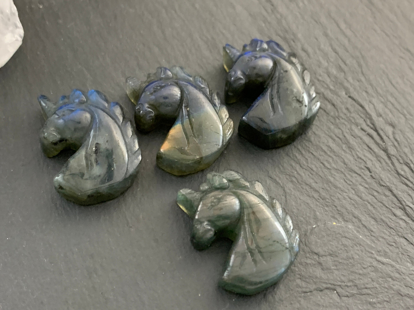 Labradorite unicorn 18x25mm cabochon carving