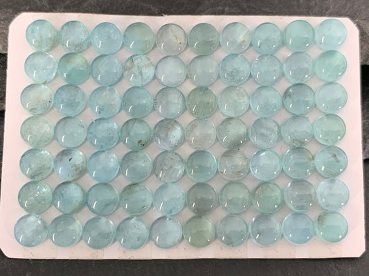 Blue Green Apatite round 6mm cabochon - Calibrated cabochons