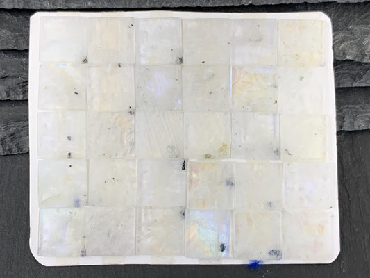 Flat Rainbow Moonstone square 12x12mm cabochon - Calibrated cabochons