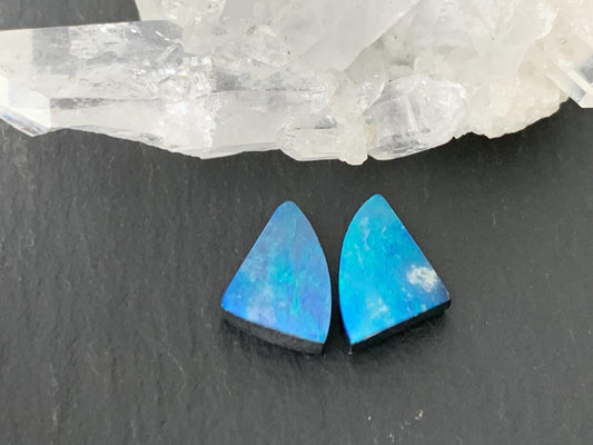 Australian Opal doublet 7x9x3mm pair of cabochons