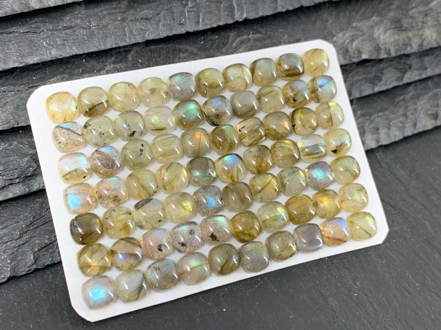 Labradorite Square Cushion 6mm Calibrated Cabochon - Natural Gemstone