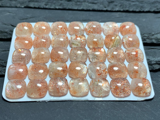 Sunstone square cushion 10mm Cabochon - Calibrated cabochons