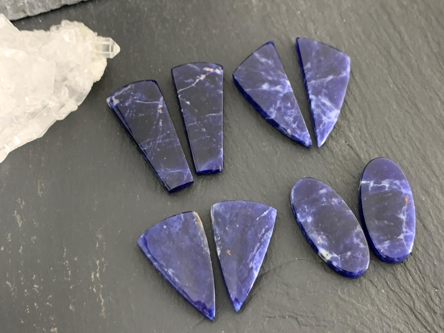 Natural Sodalite pair 24-30mm long cabochon