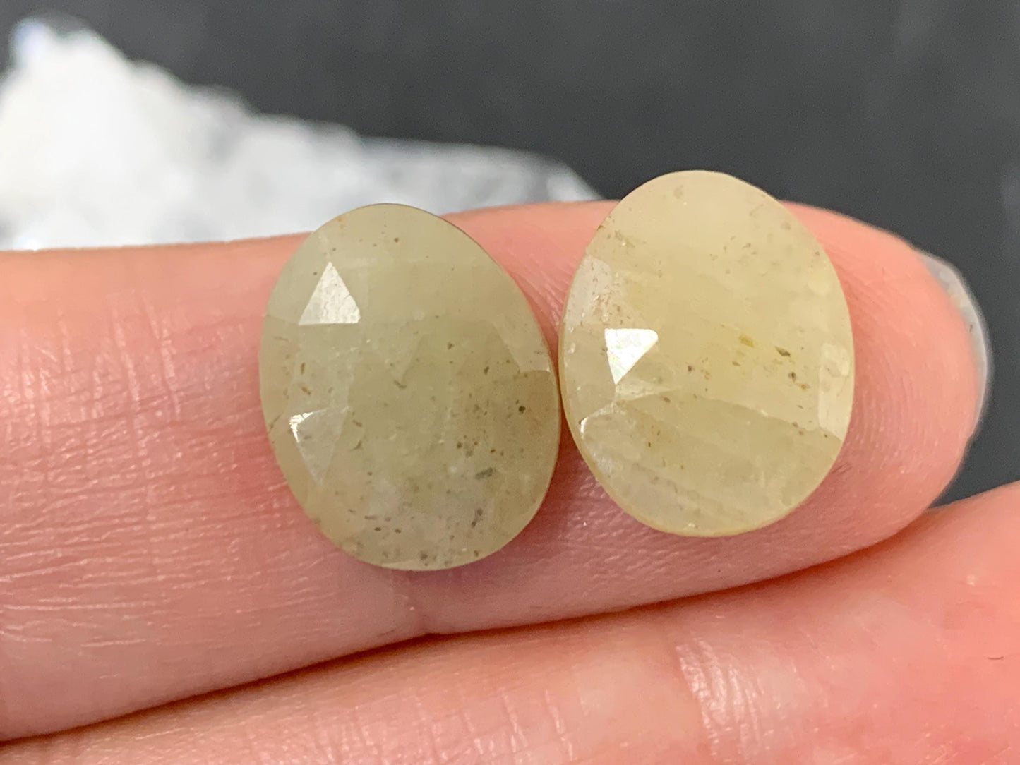 Faceted Yellow Sapphire pair 10x13x3mm cabochon