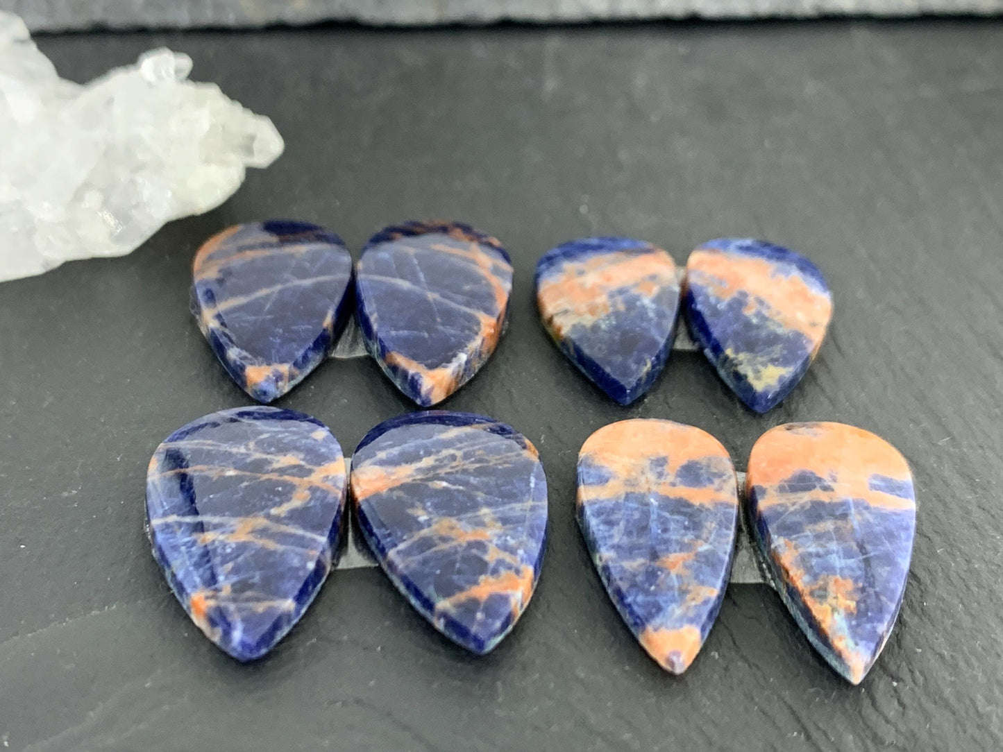 Natural Sodalite pair 23-25mm long cabochon