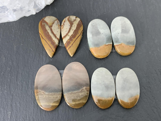Polychrome Jasper cabochon pair