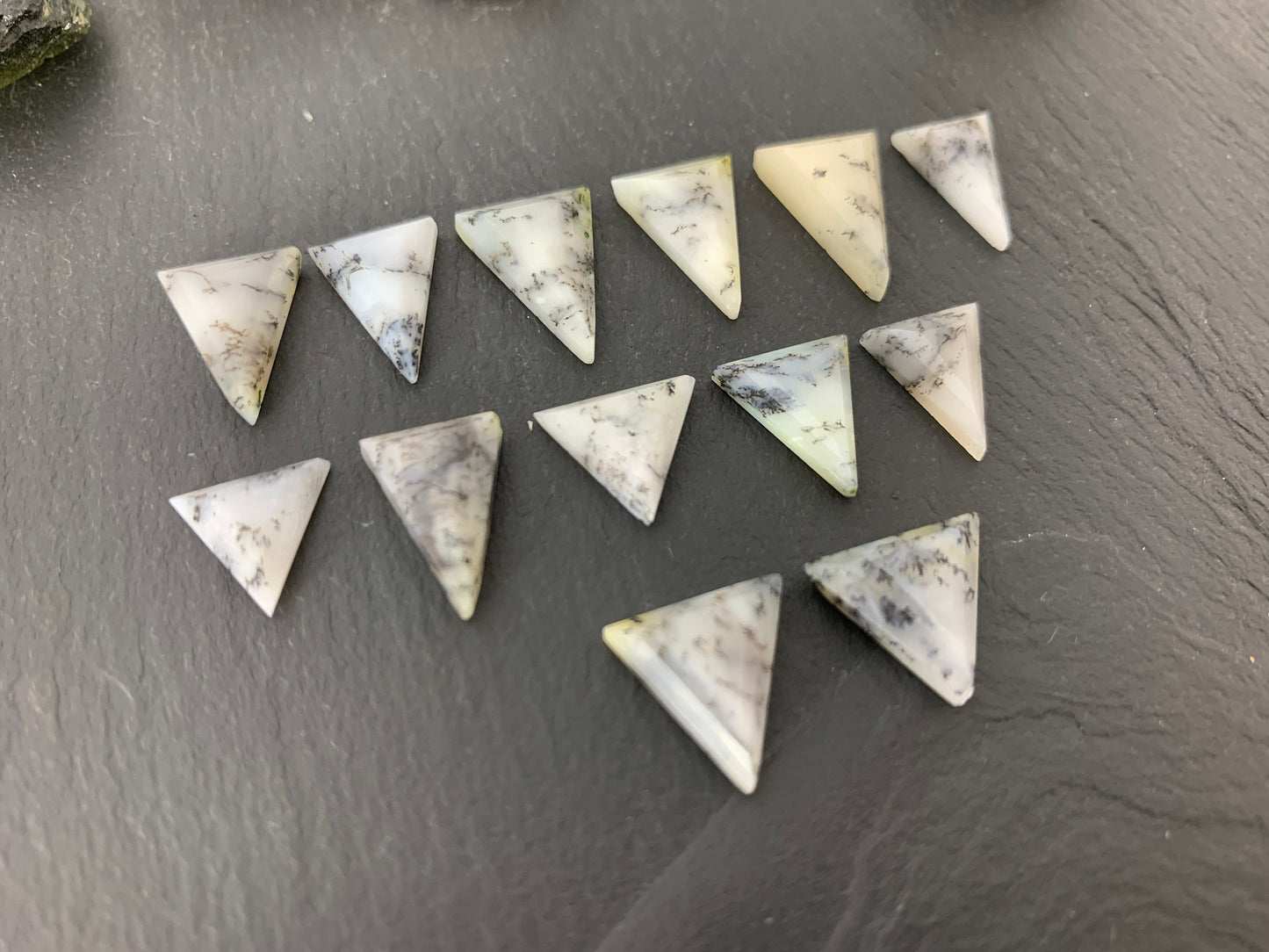 Faceted Dendrite triangle cabochon