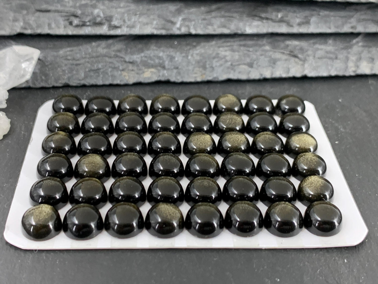 Gold Obsidian round 8mm cabochon - Calibrated cabochons AAA quality