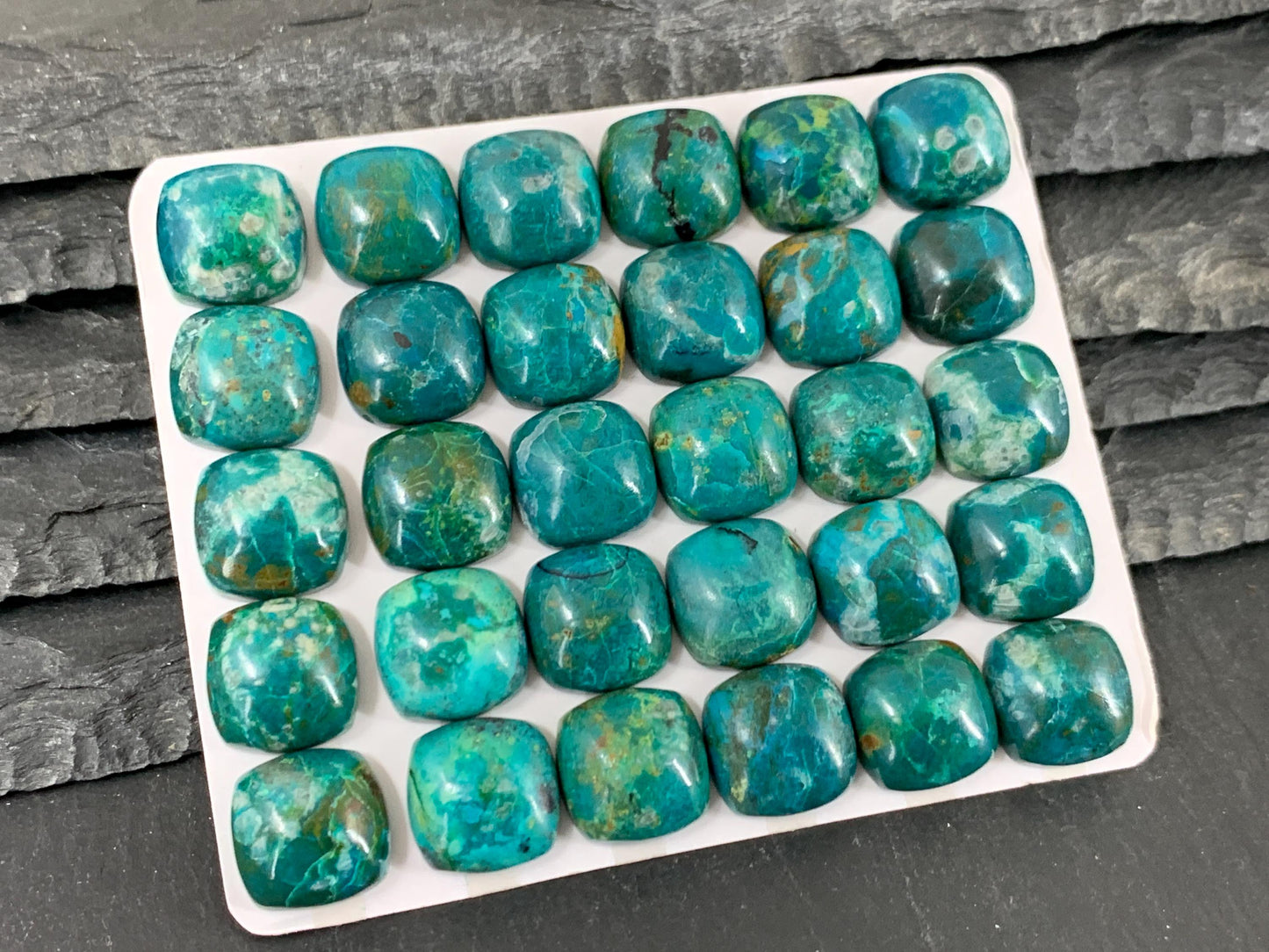 Chrysocolla square 12mm cabochon - Calibrated cabochons