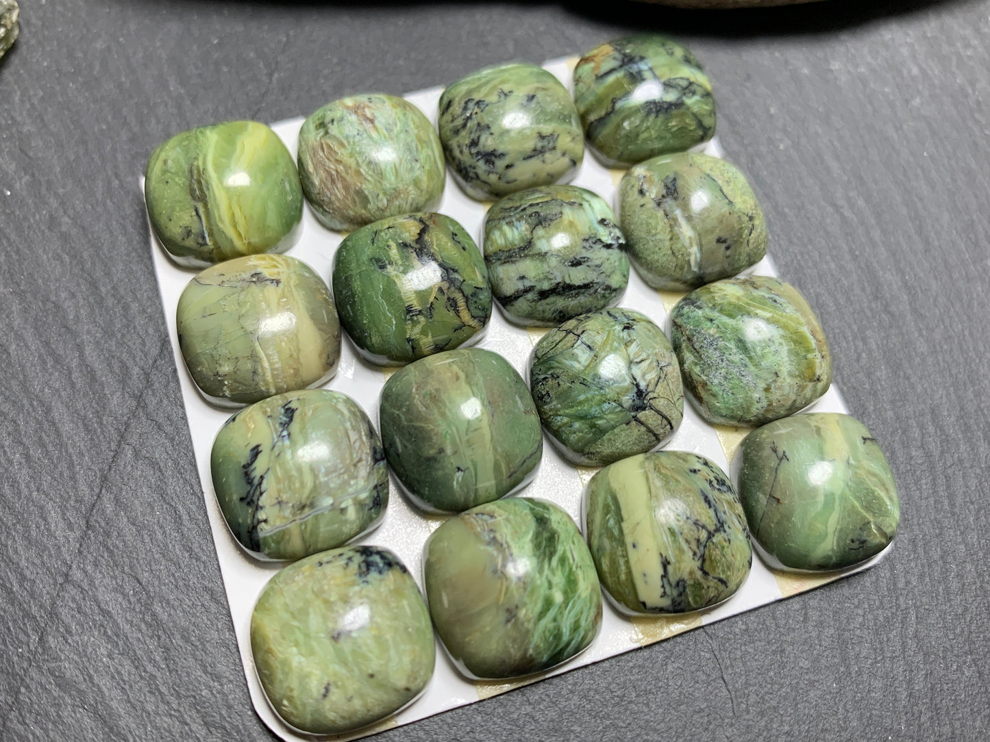Green Opal Square 15x15mm Cabochon - Calibrated cabochons