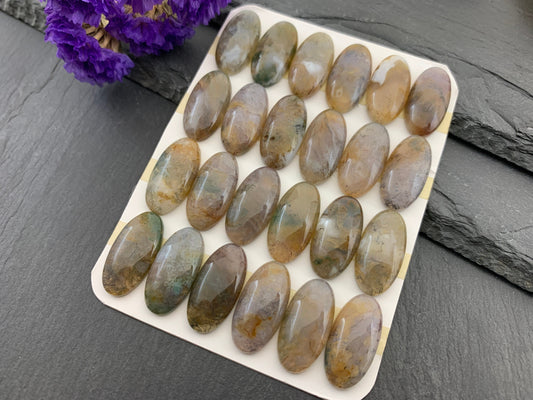 Moss Agate oval 10x20mm cabochon - Calibrated cabochons